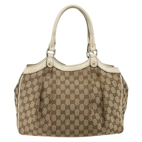 GUCCI GG Canvas Hand Bag Beige Gold 211944 Auth BA7128 - Picture 3 of 16